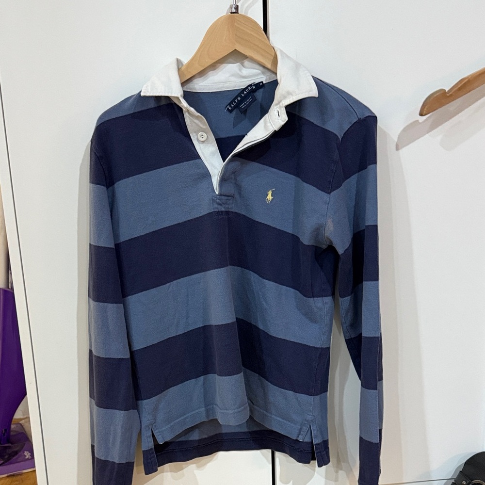 Polo Ralph lauren blue striped rugby!